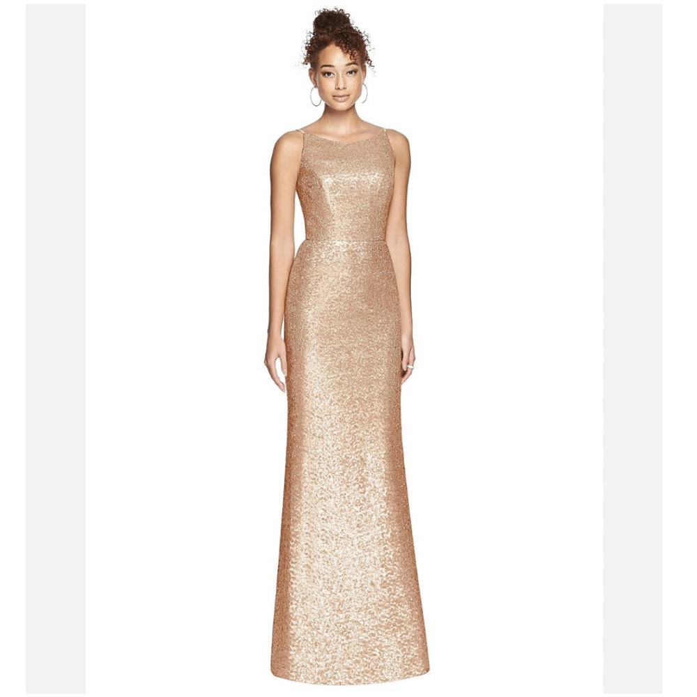 Dessy Collection Vivian‎ Diamond Sequin Gold Dress